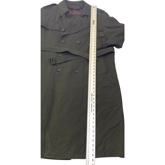 London Fog Mens Trench Coat 44Reg. Olive Green Lined Double Breasted Old Money - Picture 6 of 16